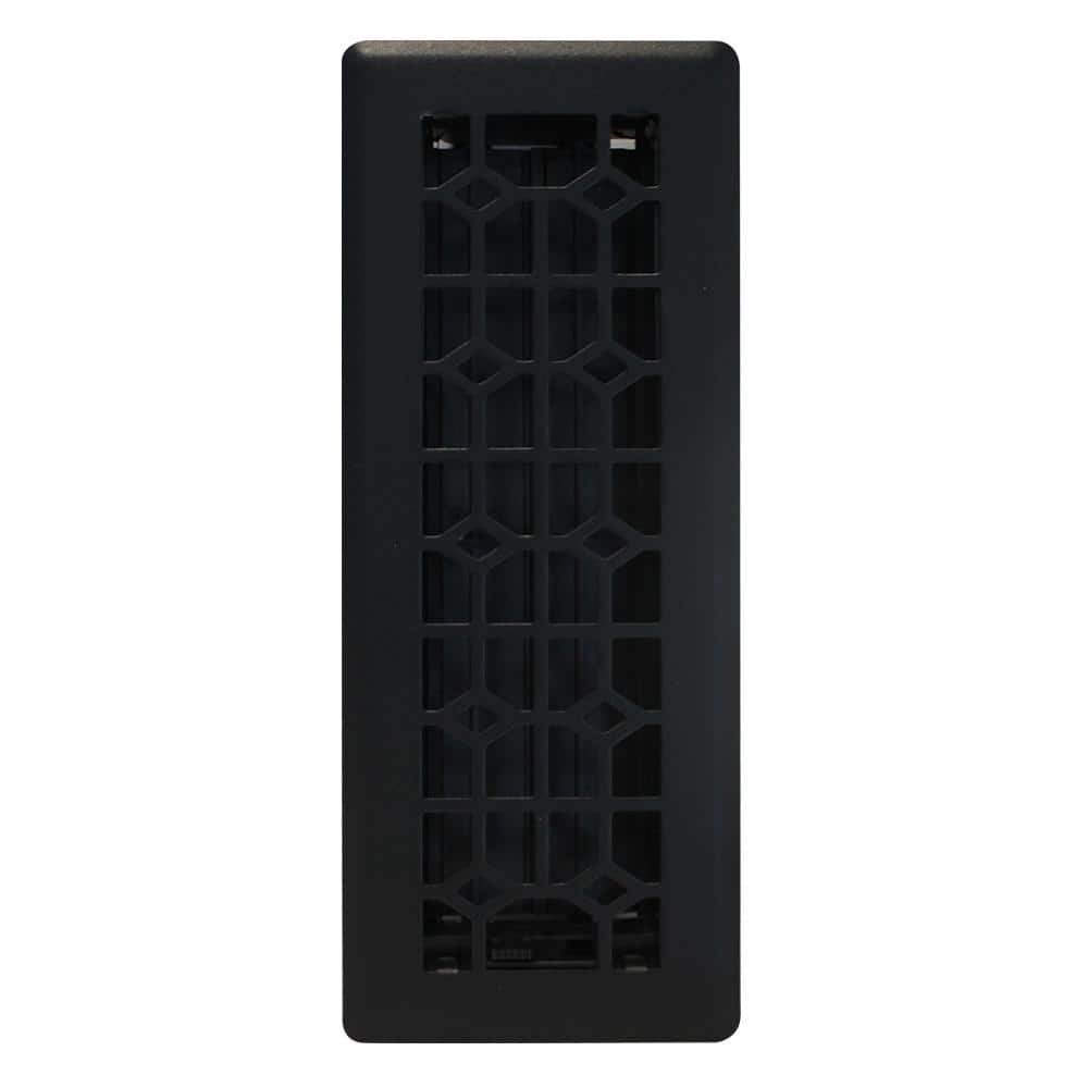 3 in x 10 in Floor Register Abstract Matte Black - Hercitys