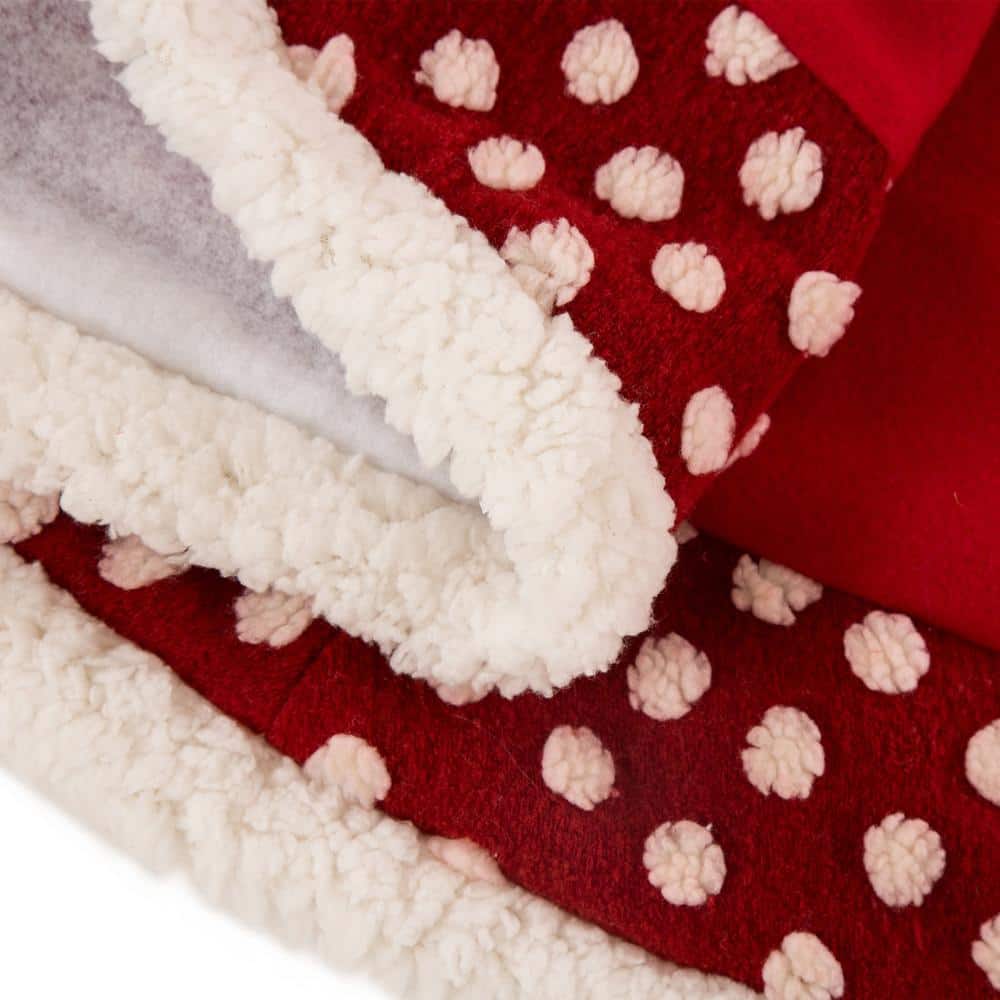 48 in. D Fabric Christmas Tree Skirt in Pompom - Hercitys