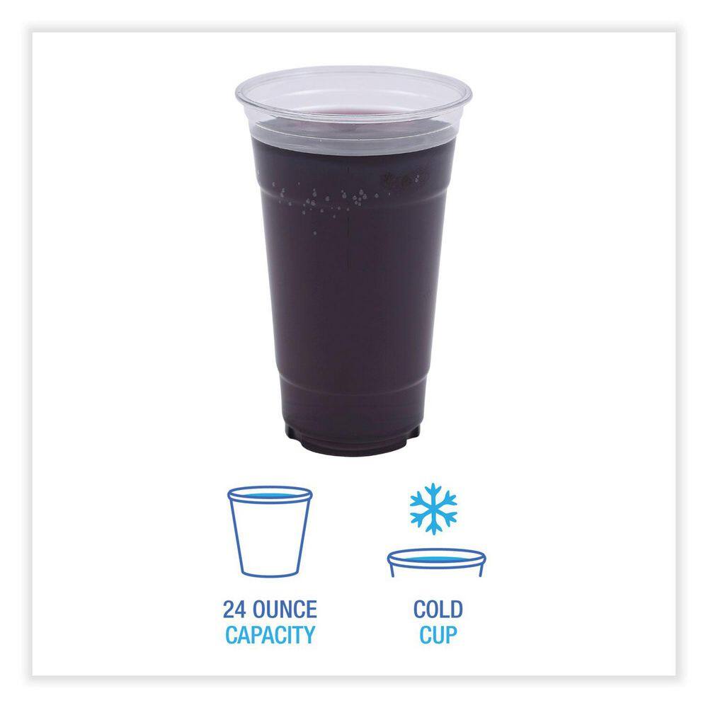 24 oz. Clear Disposable Plastic Cups, Cold Drinks, PET, 12 Cups / Sleeve, 50 Sleeves / Carton - Hercitys