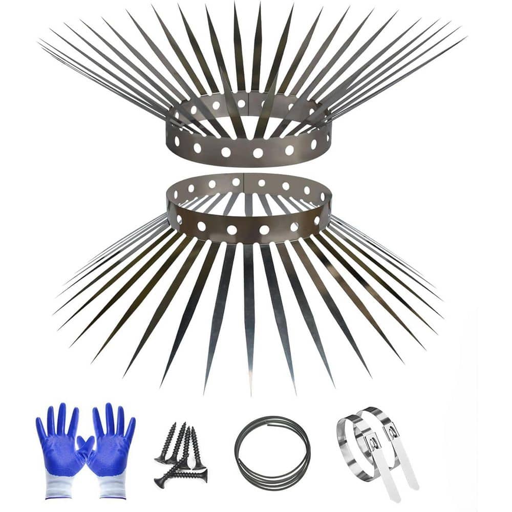 40 in. x 0.7 in. Stainless Steel Bird Spikes Keep Raccoons, Cats and Snakes Away from Gardens, Fences and Feeder Poles - Hercitys