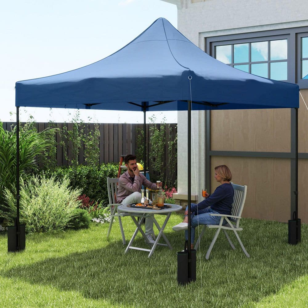 10 x 10 ft. Canopy Replacement Cover with 4-Weight Bags 8-Drainage Holes, UPF50+ Canopy Replacement Top, Navy Blue - Hercitys