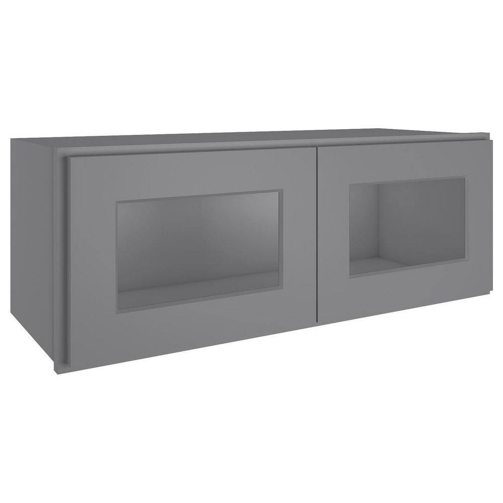 33-in W X 12-in D X 12-in H in Shaker Grey Plywood Ready to Assemble Wall Glass kitchen Cabinet - Hercitys