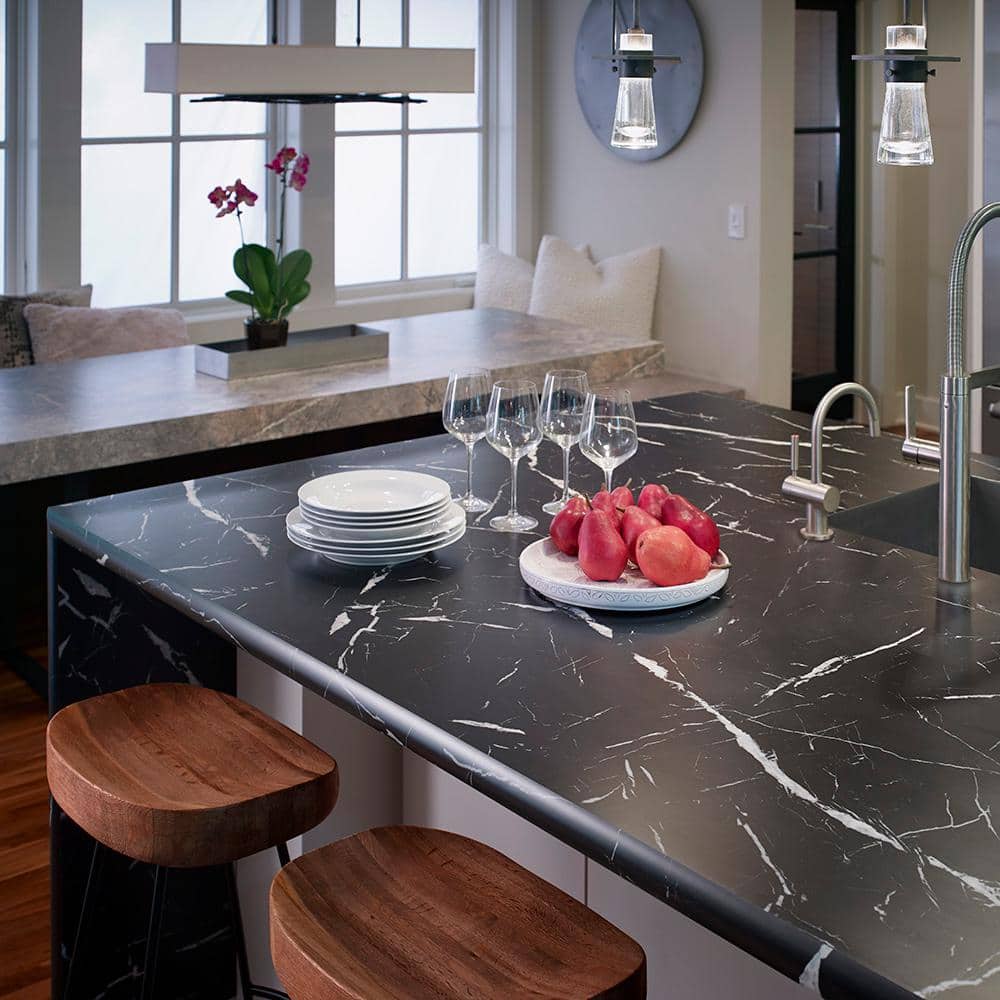 4 ft. x 8 ft. Laminate Sheet in 180fx Nero Marquina with SatinTouch Finish - Hercitys