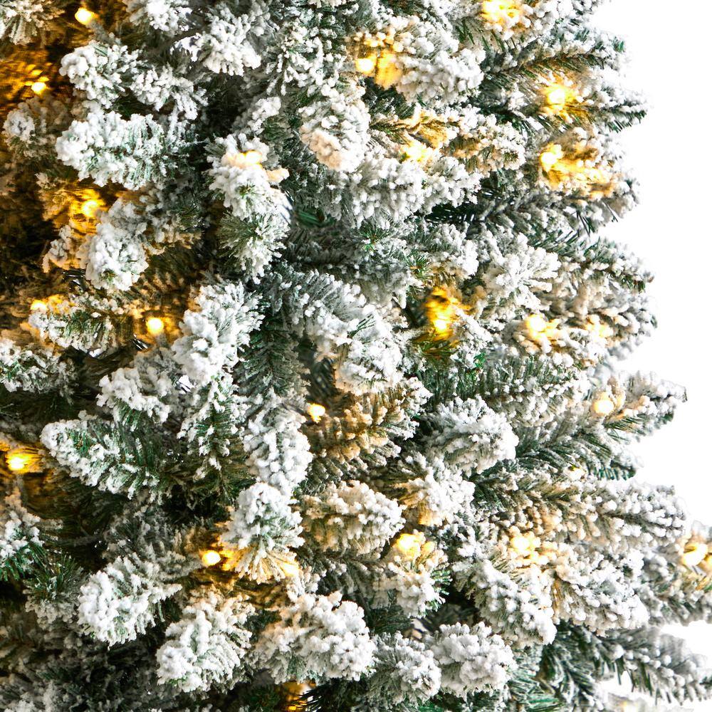 5 ft. Pre-Lit LED Slim Flocked Montreal Fir Artificial Christmas Tree with 150 Warm White Lights - Hercitys