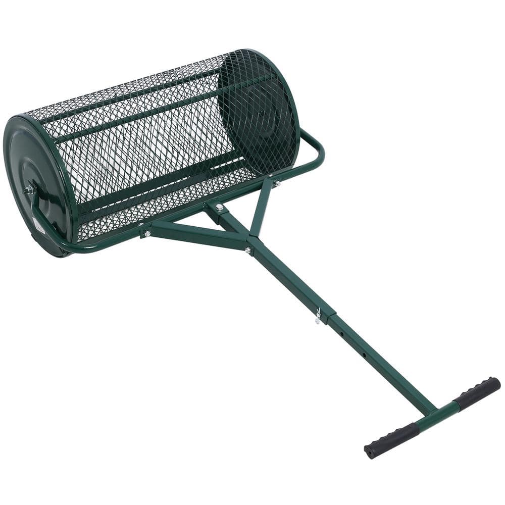 24 in. Steel T Shaped Handle Peat Moss Spreader Compost Spreader Metal Mesh Spreaders Roller - Hercitys