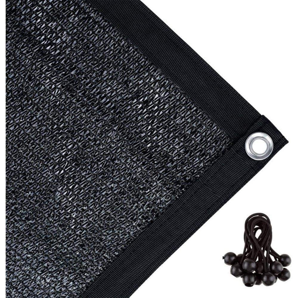 12 ft. x 8 ft. Black 80% Sunblock Shade Cloth with Grommets for Garden Patio - Hercitys