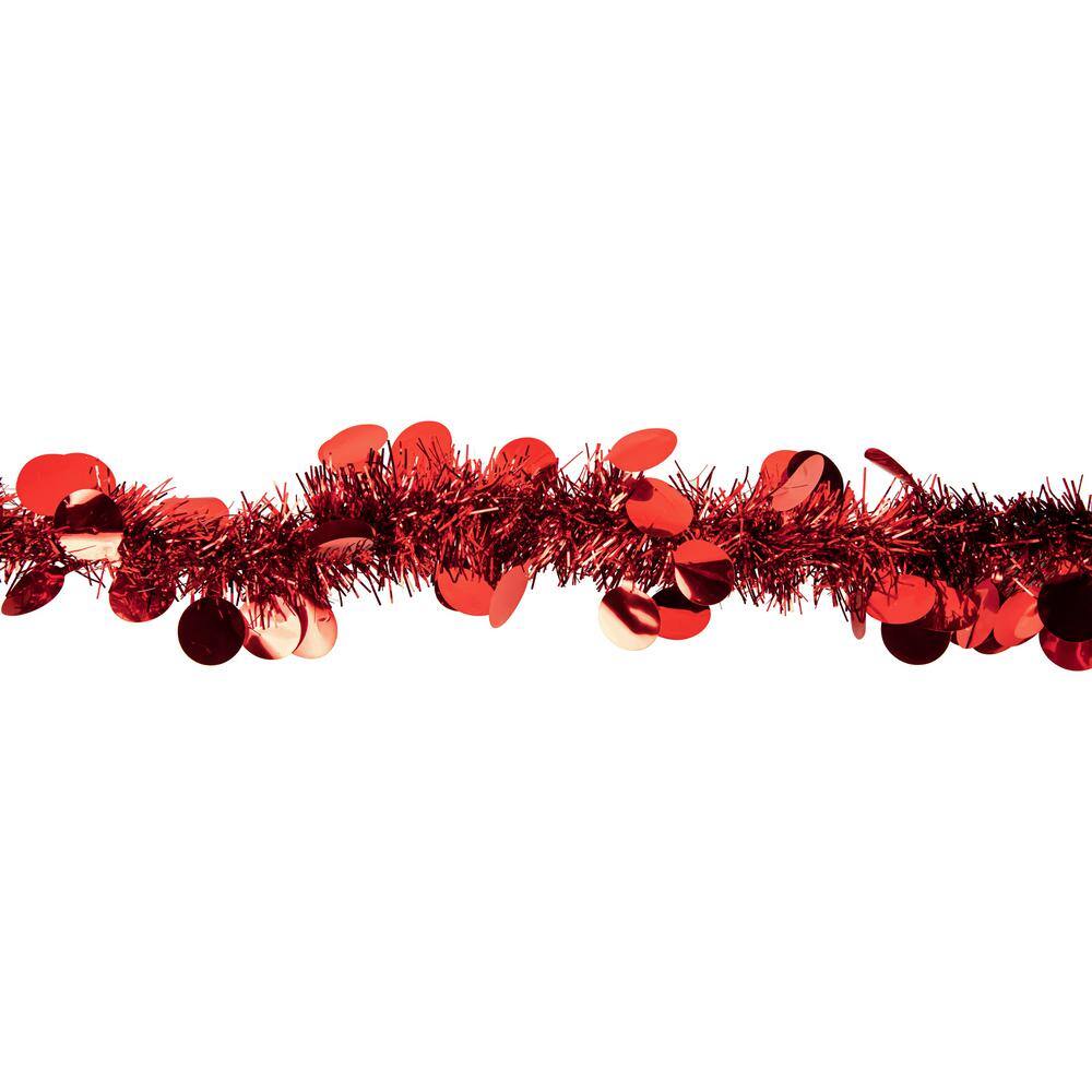 50 ft. Unlit Shiny Red Christmas Tinsel Garland with Polka Dots - Hercitys