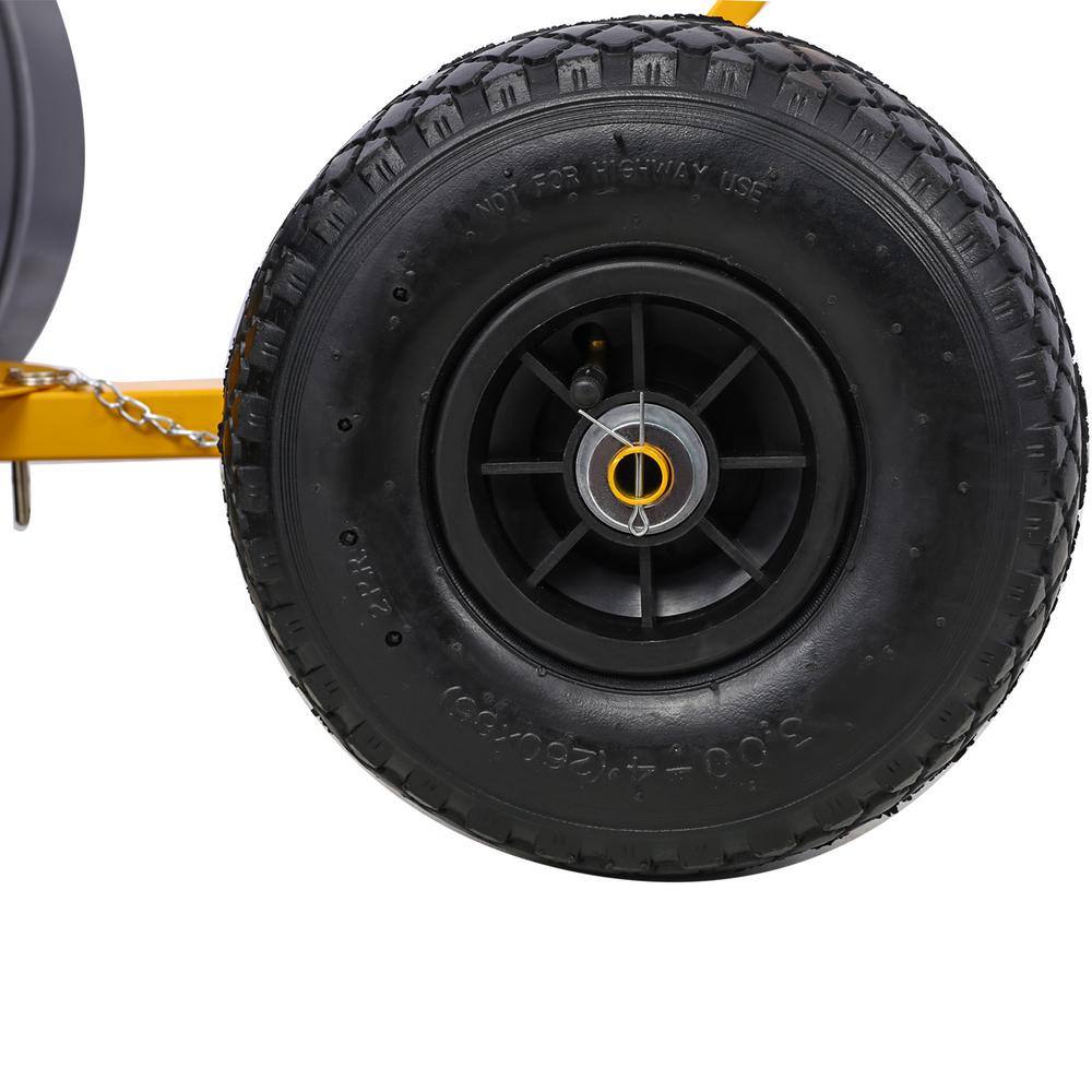 15 in. L Steel Handle Steel Snow Shovel with 29 in. W Blade and 10 in. Wheels, Yellow - Hercitys