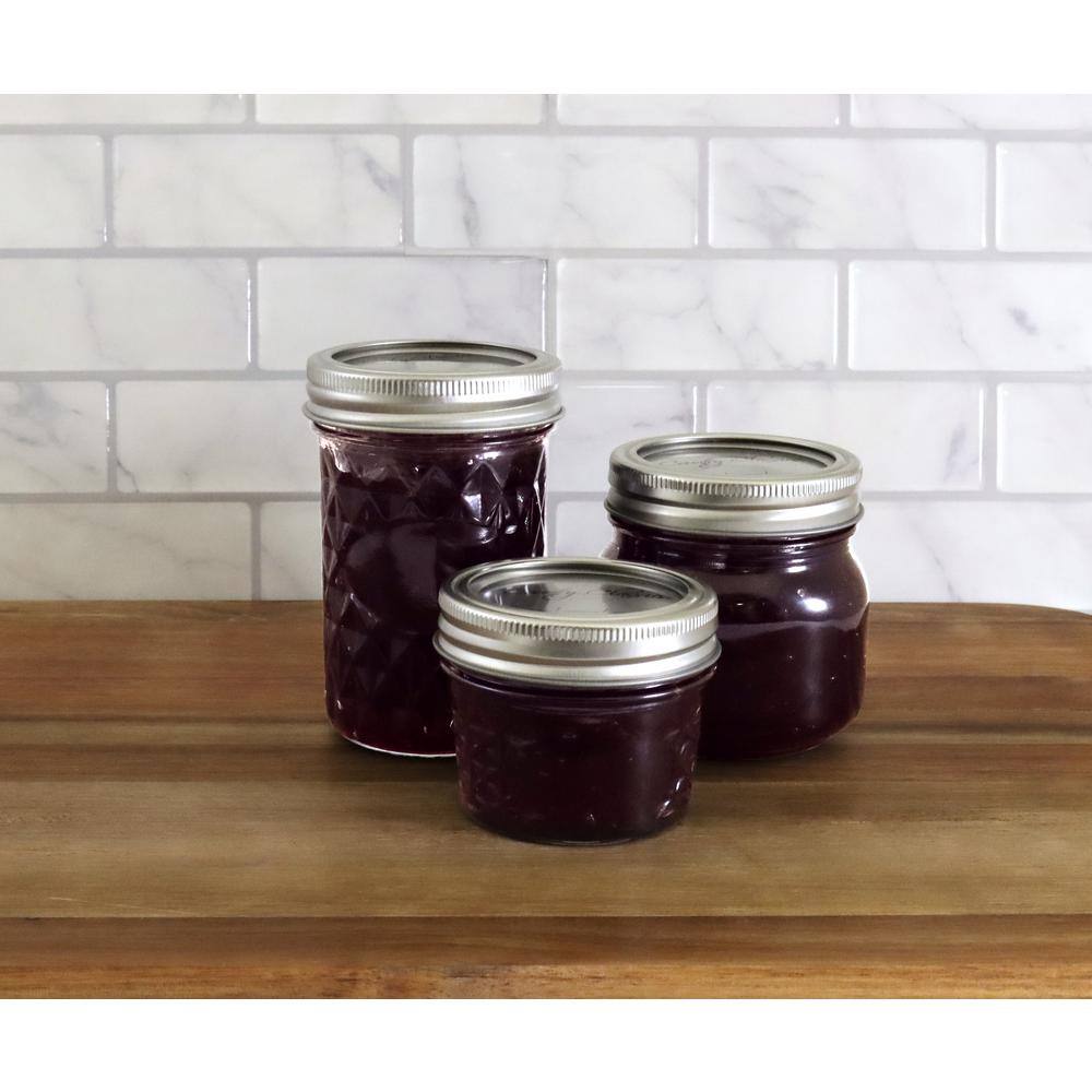 4 oz. Quilted Jelly Glass Canning Jar (2 packs of 12) - Hercitys