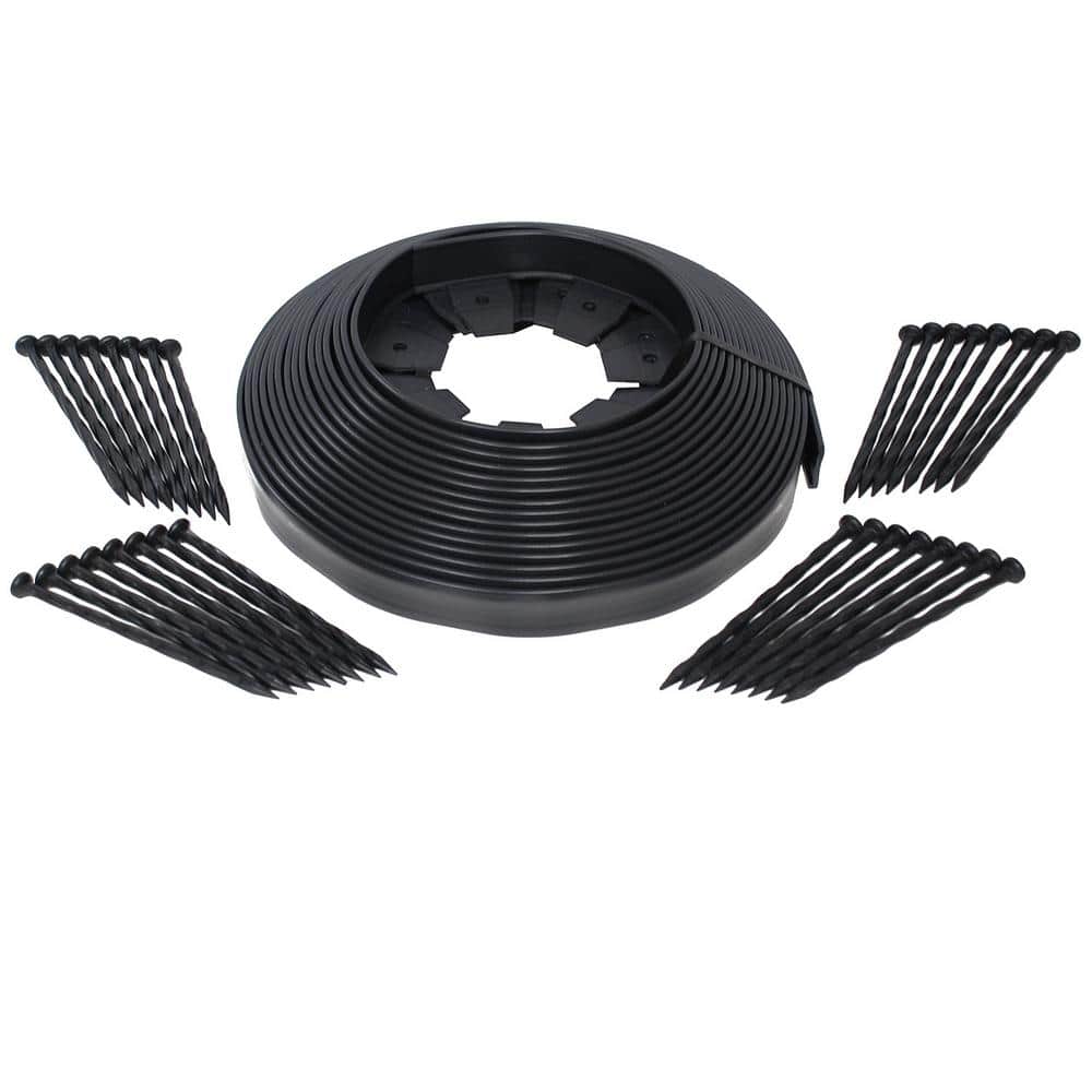 50 ft. L x 1.7 in. H Commercial Grade Brown Plastic No-Dig Edging Kit - Hercitys