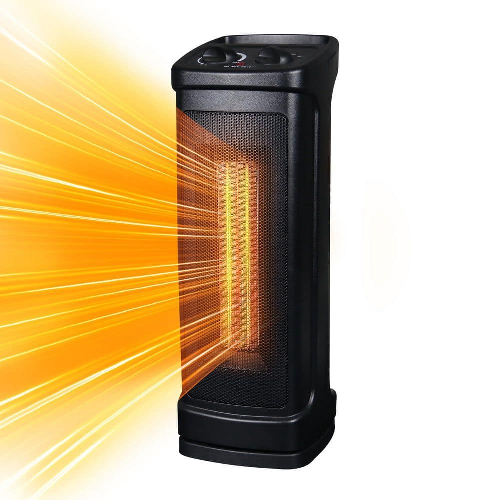 1500W Electric Indoor Tower Compact Ceramic Fan, 17.09 in. Space Heater with Overheat and Tip Over Safety Shutoff - Hercitys