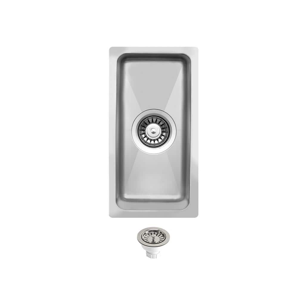 18-Gauge Stainless Steel 9 in. Undermount Bar Sink with Basket Drainer - Hercitys