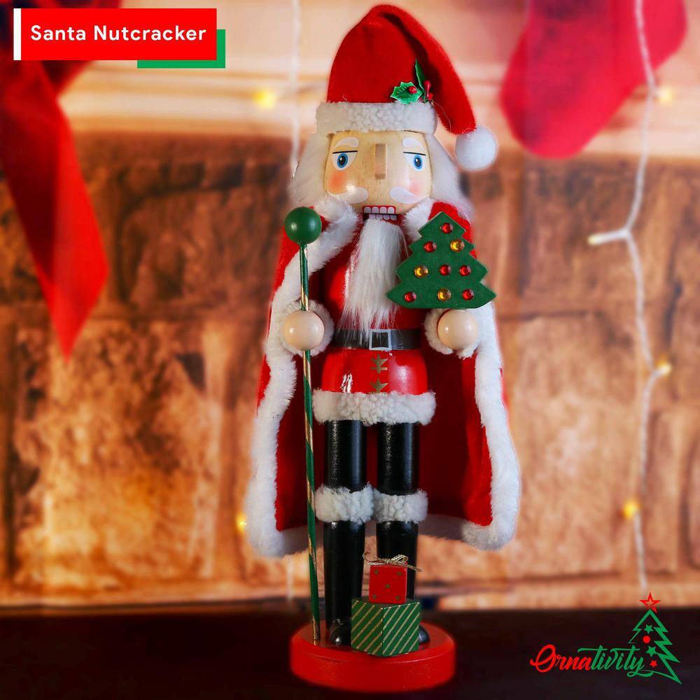 13.5 in. Wooden Santa Nutcracker- Holiday Nutcracker Santa Figure Home Decoration - Hercitys