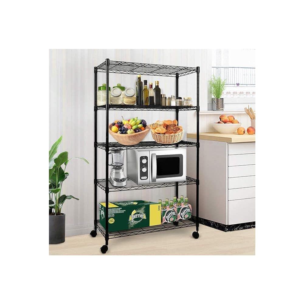 5-Shelf Heavy Duty Shelving Unit 1250 lbs. Capacity, Steel Pantry Organizer, Black (2-Piece) - Hercitys