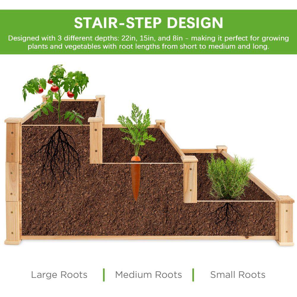 48 in. L x 48 in. W x 21 in. H Stackable Natural Wood Raised Garden Bed - Hercitys