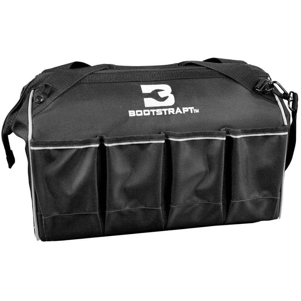 16 in. Large Mouth Tool Bag with Integrated Parts Bin Compartment - Hercitys