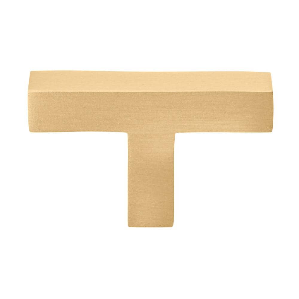 2 in. Satin Gold Finish Solid Square Cabinet Knob (10-Pack) - Hercitys