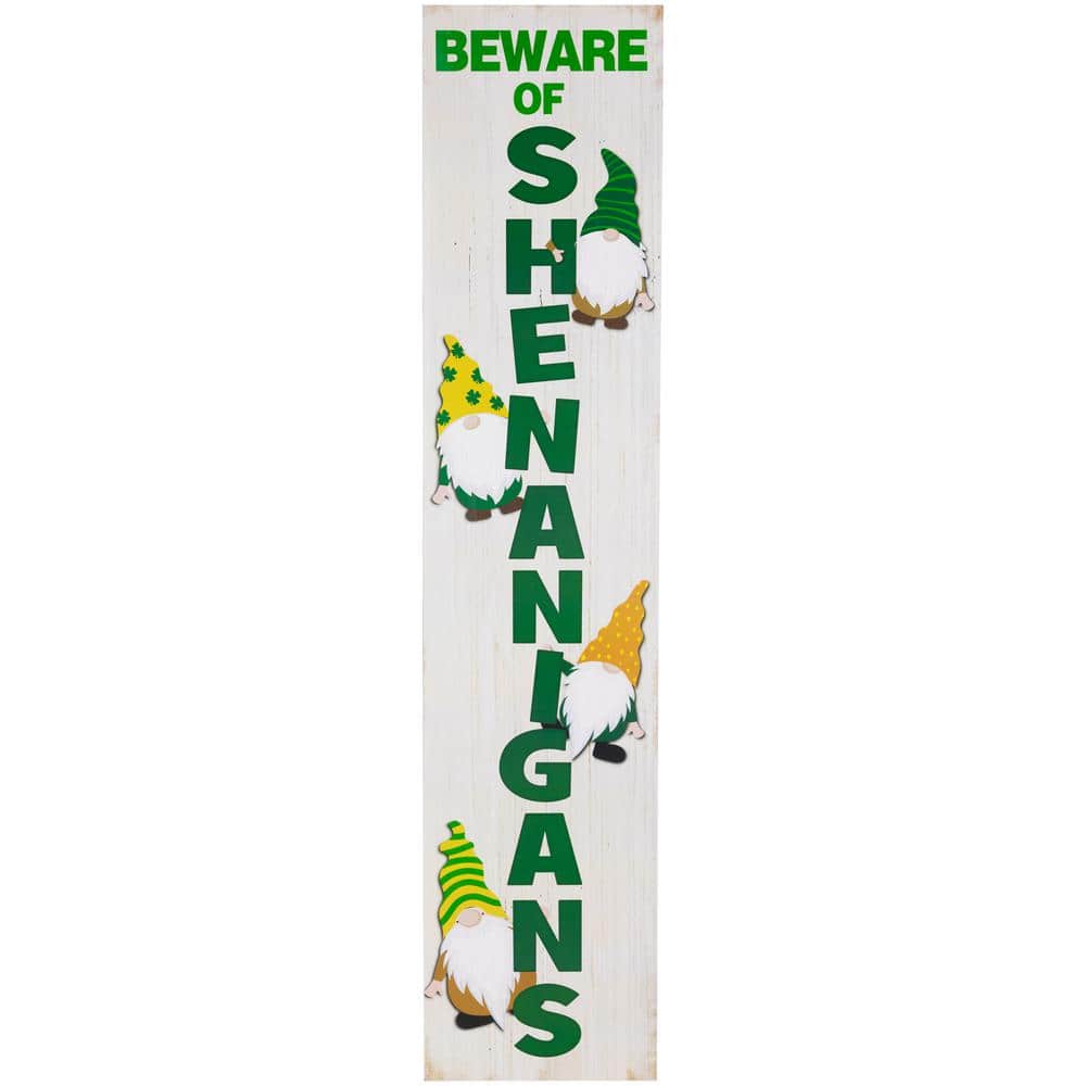 36 in. Beware of Shenanigans St. Patrick’s Day Porch Board Sign Decoration - Hercitys