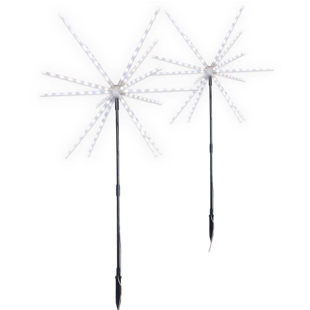 22 in. White Sparkler LED Garden Light with Hanging Hooks Plus Ground Stakes Plus Remote Control - Hercitys