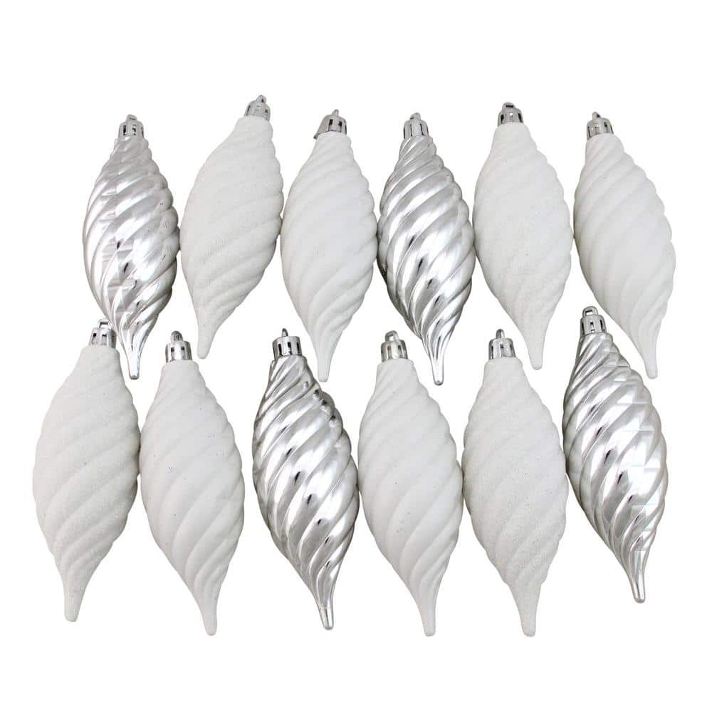 125-Count Winter White and Silver Splendor Shatterproof 4-Finish Christmas Ornaments - Hercitys