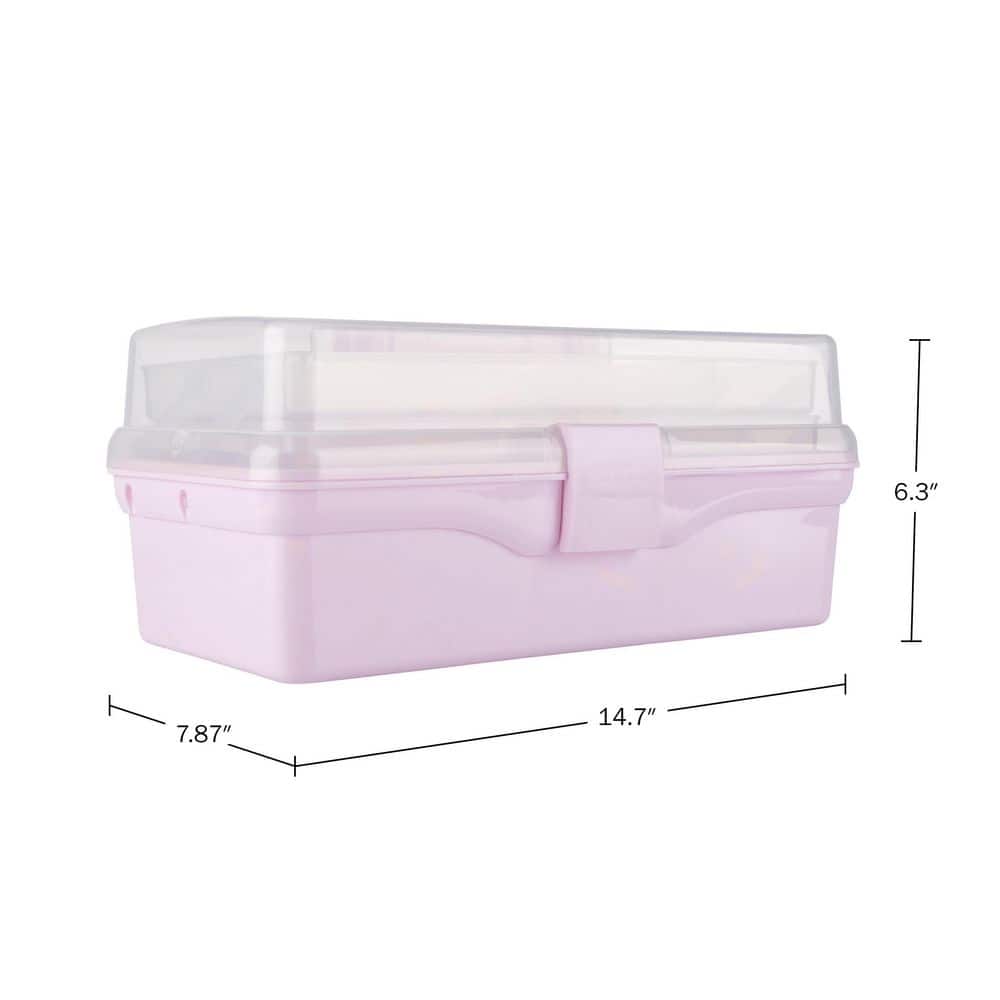 14 in. L x 7.87 in. W Plastic Tackle Box Organizer, Pink - Hercitys