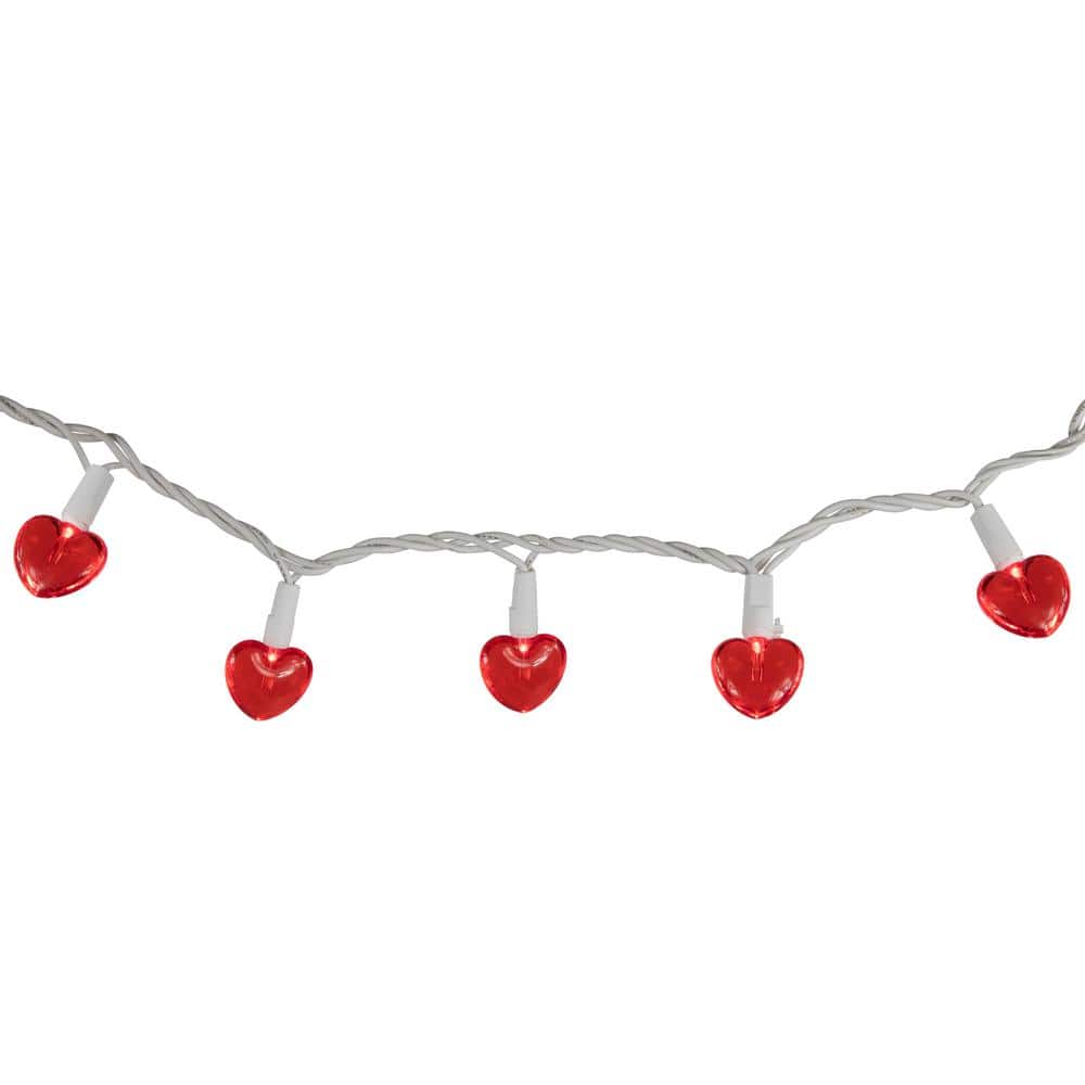 4.75 ft. 20-Light Red Valentine’s Day Heart Mini LED Lights with White Wire - Hercitys