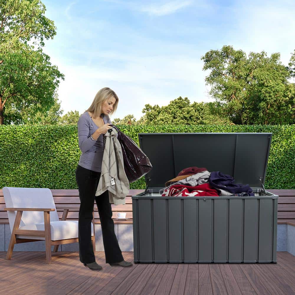 120 Gal. Dark Gray Metal Deck Box - Hercitys