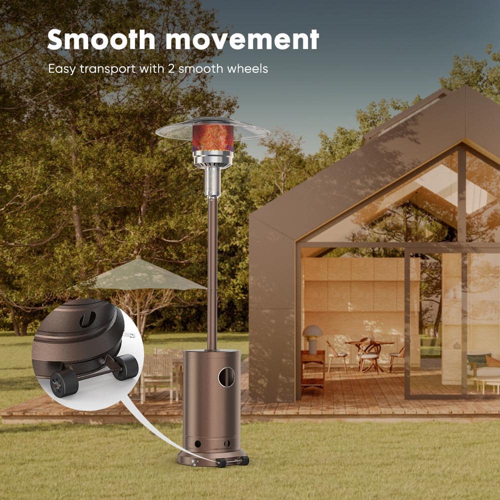 48,000 BTU Propane Patio Heater with Tabletop, Double-Layer Stainless Steel Burner and Safety Protection System - Hercitys