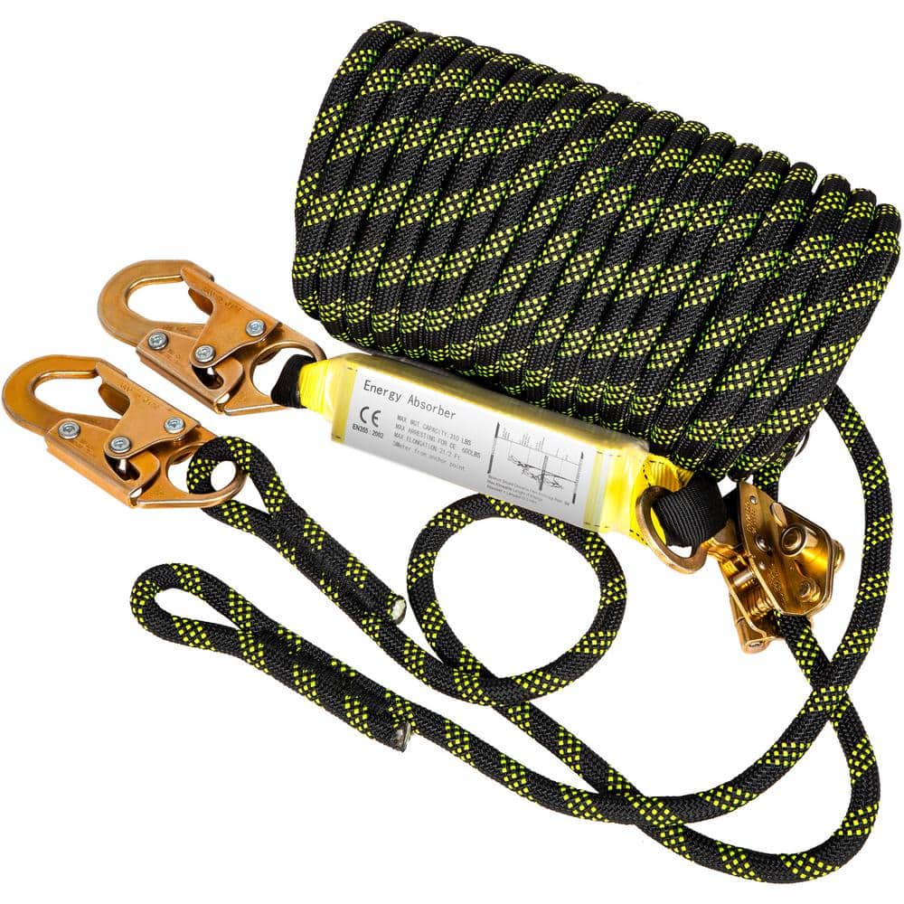 50 ft. Fall Protection Rope Polyester Roofing Rope Climbing Lanyard CE Compliant Fall Arrest Protection Equipment - Hercitys