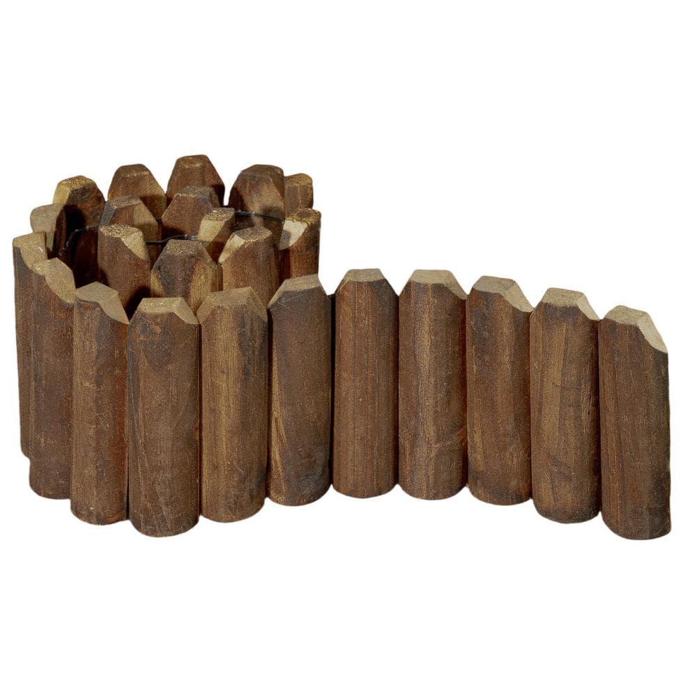 47 in. x 7.8 in. x 1 in. Brown Wood Garden Edging, Fence Border Decorative Panels for Flower and Landscape Fencing - Hercitys