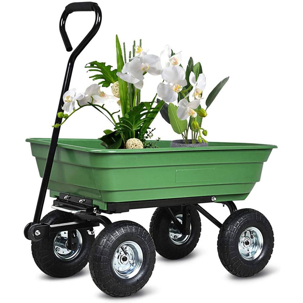 2.5 cu.ft. Steel Green Garden Cart Dump Cart - Hercitys