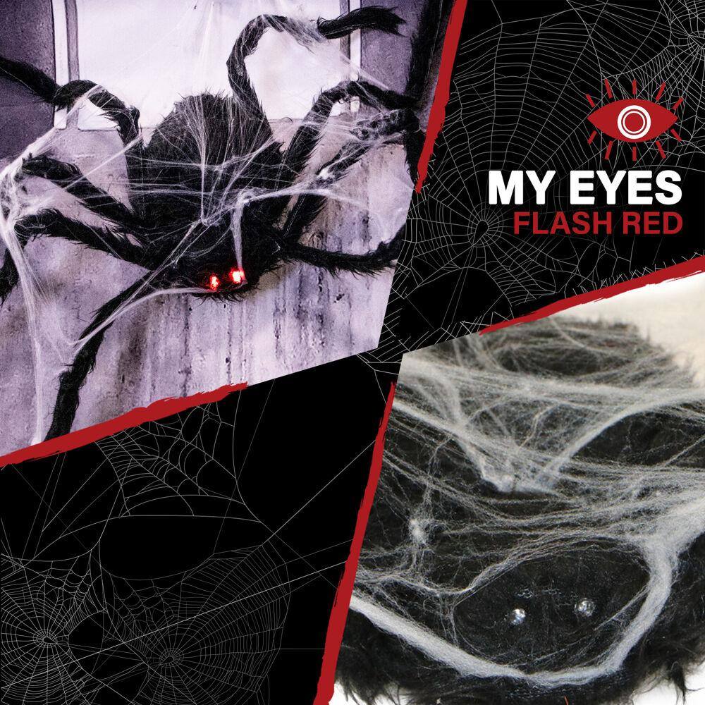 3.5 in. Battery Operated Spider with Web and Red LED Eyes Halloween Prop - Hercitys