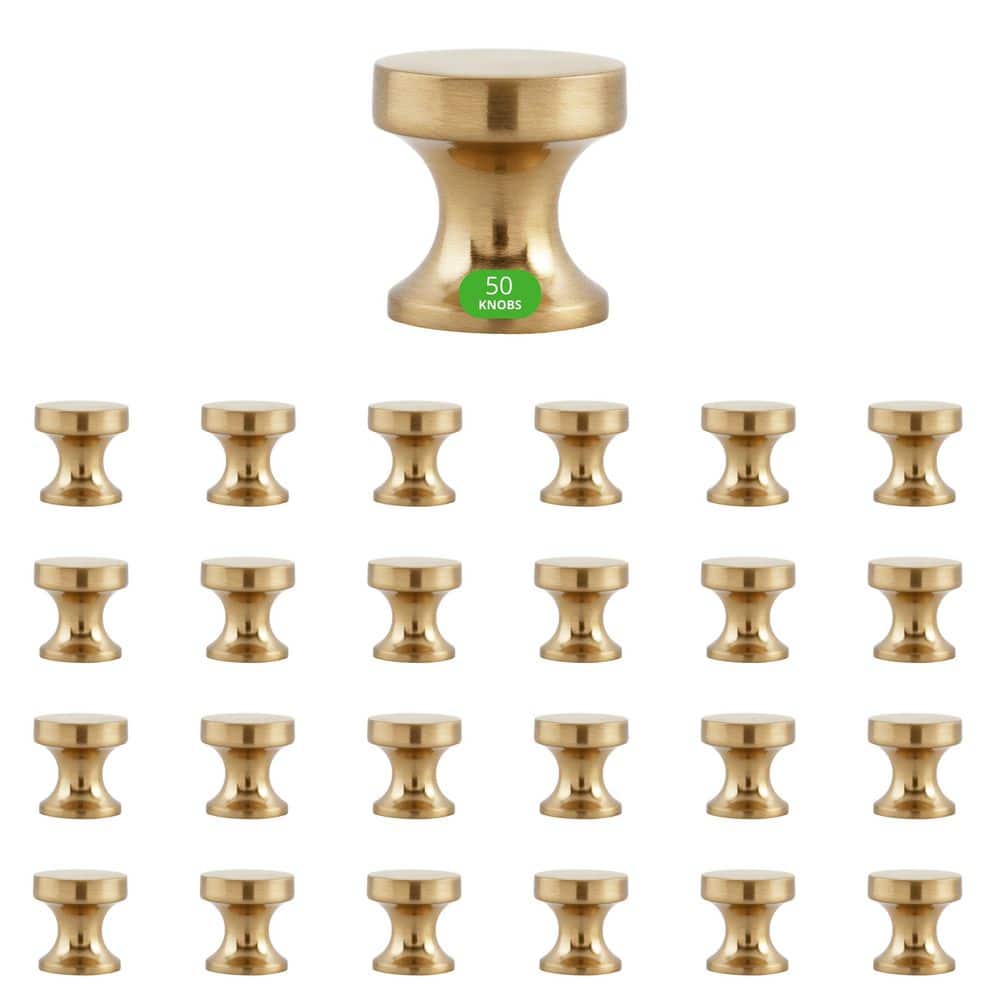 50-Pack High Desert 1 in. (25 mm) Classic Satin Brass Round Cabinet Knob - Hercitys