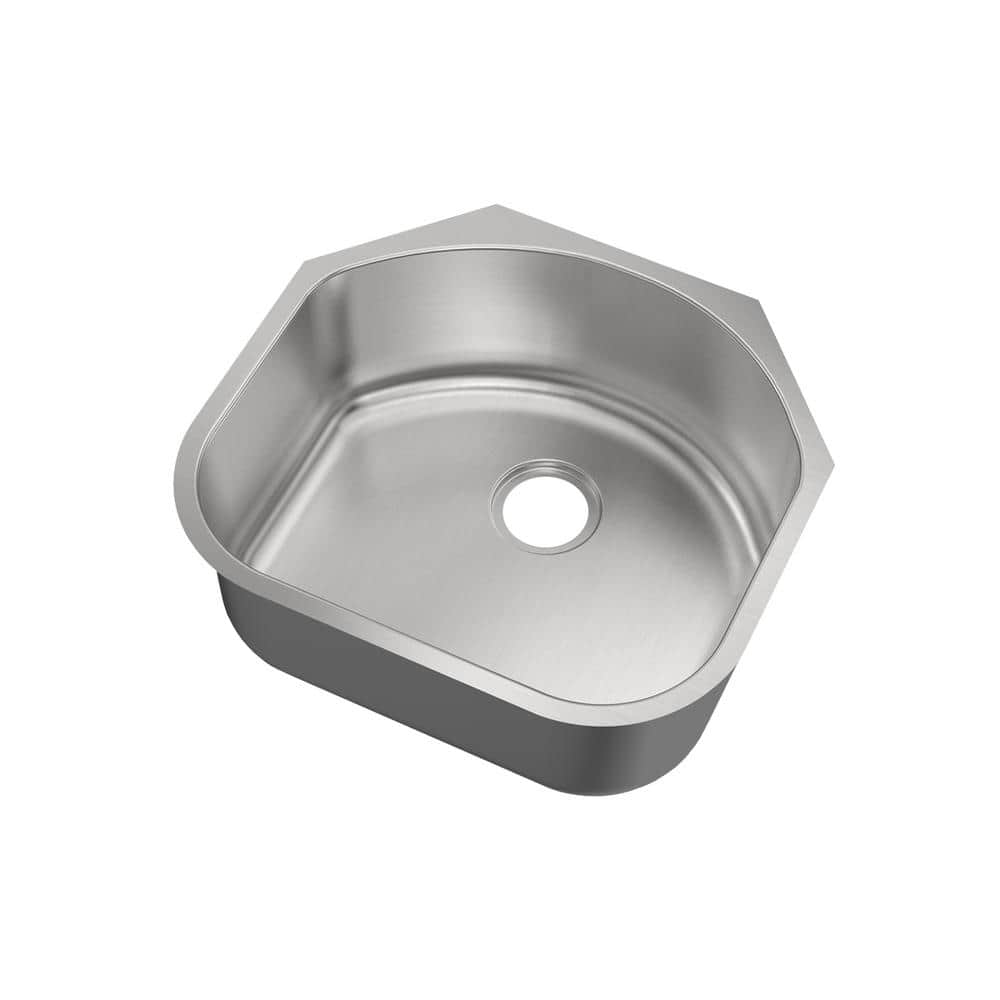 23 in. Undermount Single D-Shape Bowl 18-Gauge Stainless Steel Kitchen Sink with Bottom Grid - Hercitys