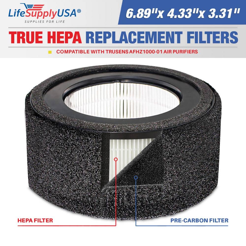 2-in-1 True HEPA Air Cleaner Replacement Filter + Carbon Filter Compatible with TruSens AFHZ1000-01 Air Purifier - Hercitys