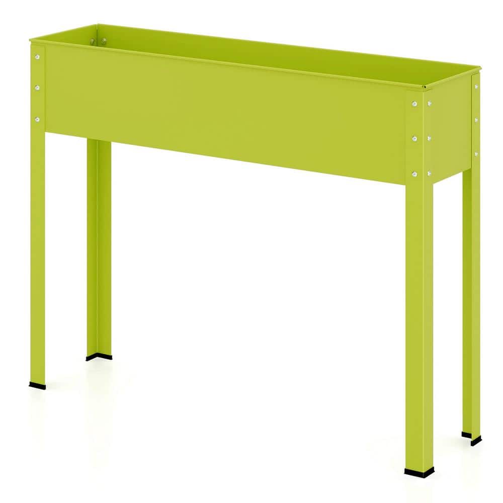 40 in. x 11 in. x 31.5 in. Green Metal Raised Garden Bed with Legs and Drainage Hole - Hercitys