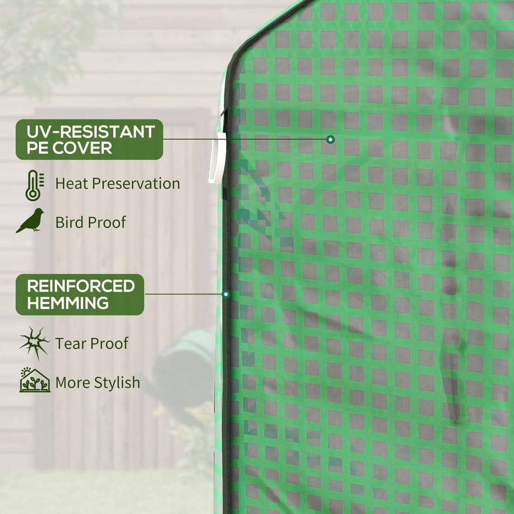 55 in. x 56.25 in. x 74.75 in. Steel, PE Green Greenhouse - Hercitys