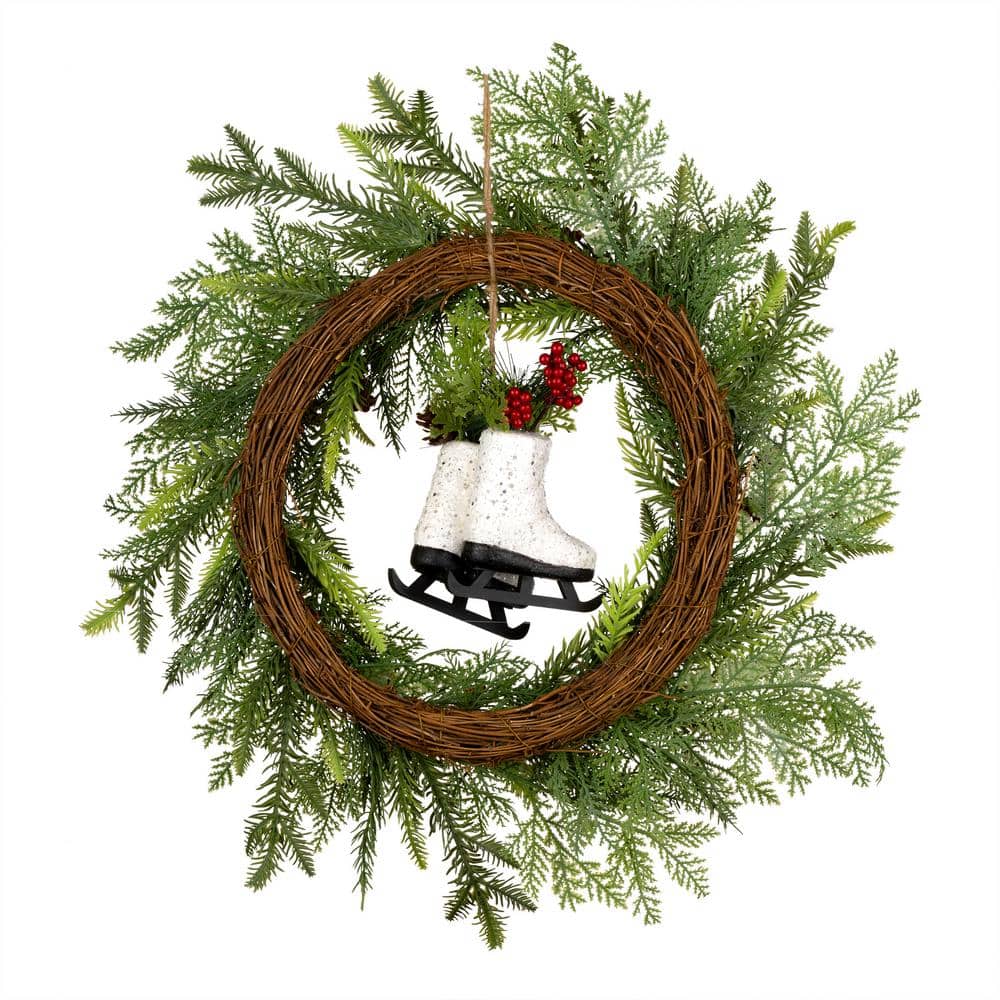 22 in. Winter Skates Artificial Christmas Wreath - Hercitys