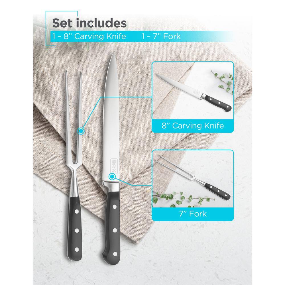 2-Piece Stainless Steel Carving Knife Set, 8 in. Carving Knife and 7 in. Fork, Kitchen Knife - Hercitys