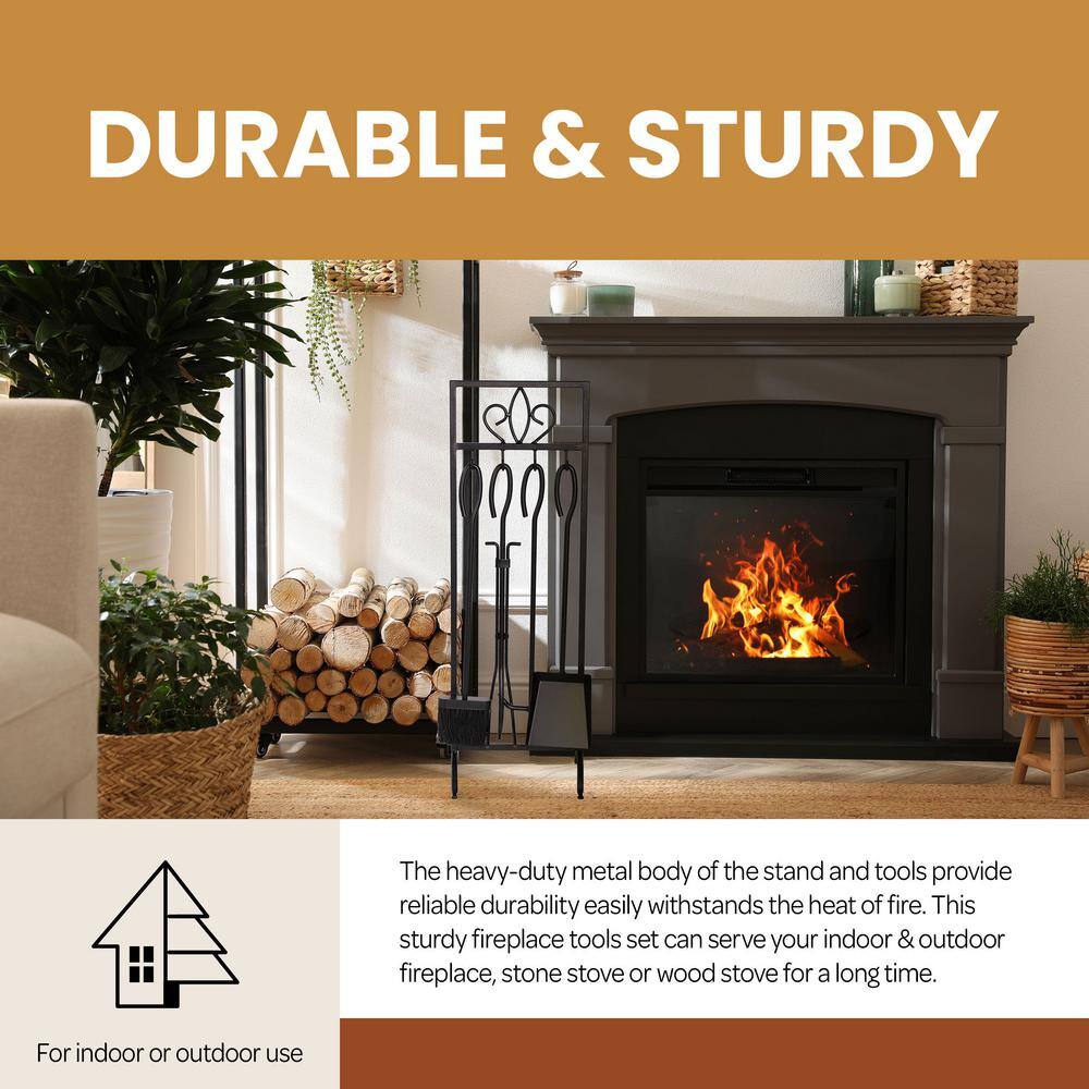 5-Piece Iron Fireplace Tool Set - Hercitys