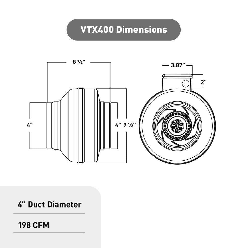 4 in. Powerfan Inline Duct Fan - Hercitys