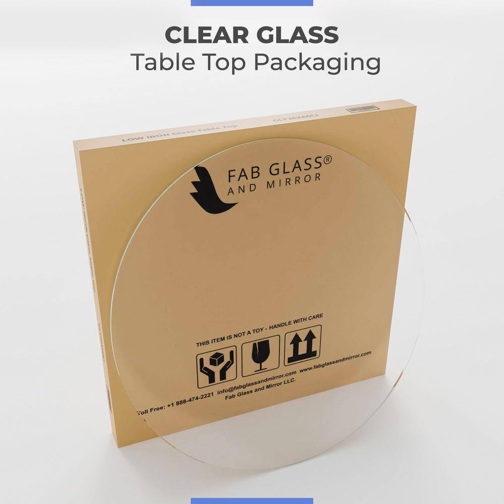 33 in. Clear Round Glass Table Top, 1/4 in. Thickness Tempered Flat Edge Polished - Hercitys