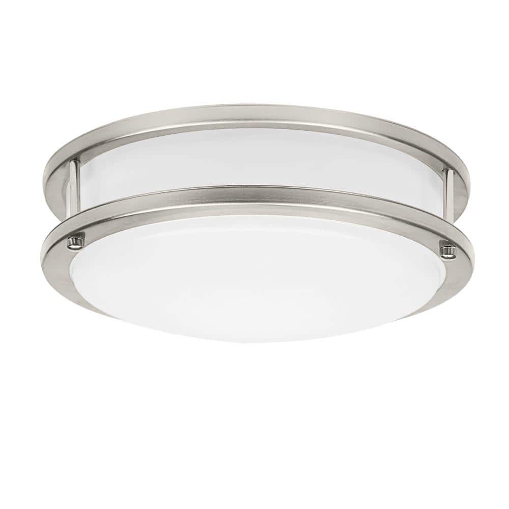 12 in. Brushed Nickel Dimmable LED 3000K Warm White Flush Mount Light Fixture - Hercitys