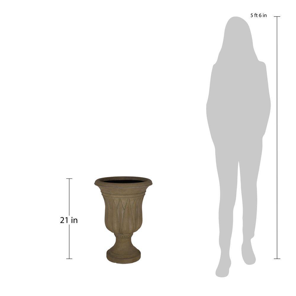 21 in. H. Granite Cast Stone Fiberglass Sharp Leaf Urn - Hercitys