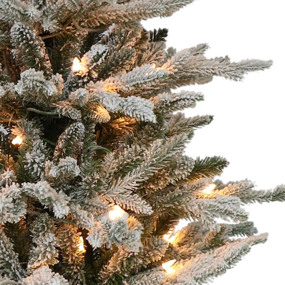 4.5 ft. Prelit Flocked Arctic Fir Artificial Christmas Tree with 70 UL-Listed Clear Lights - Hercitys