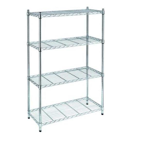4-Tier Steel Wire Shelving Unit in Chrome (36 in. W x 54 in. H x 14 in. D) - Hercitys
