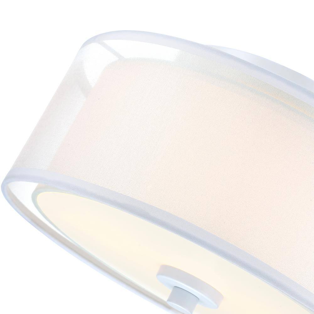 12 in. 2-Light White Circle Flush Mount with Glass Shade and No Bulbs Included 1-Pack - Hercitys
