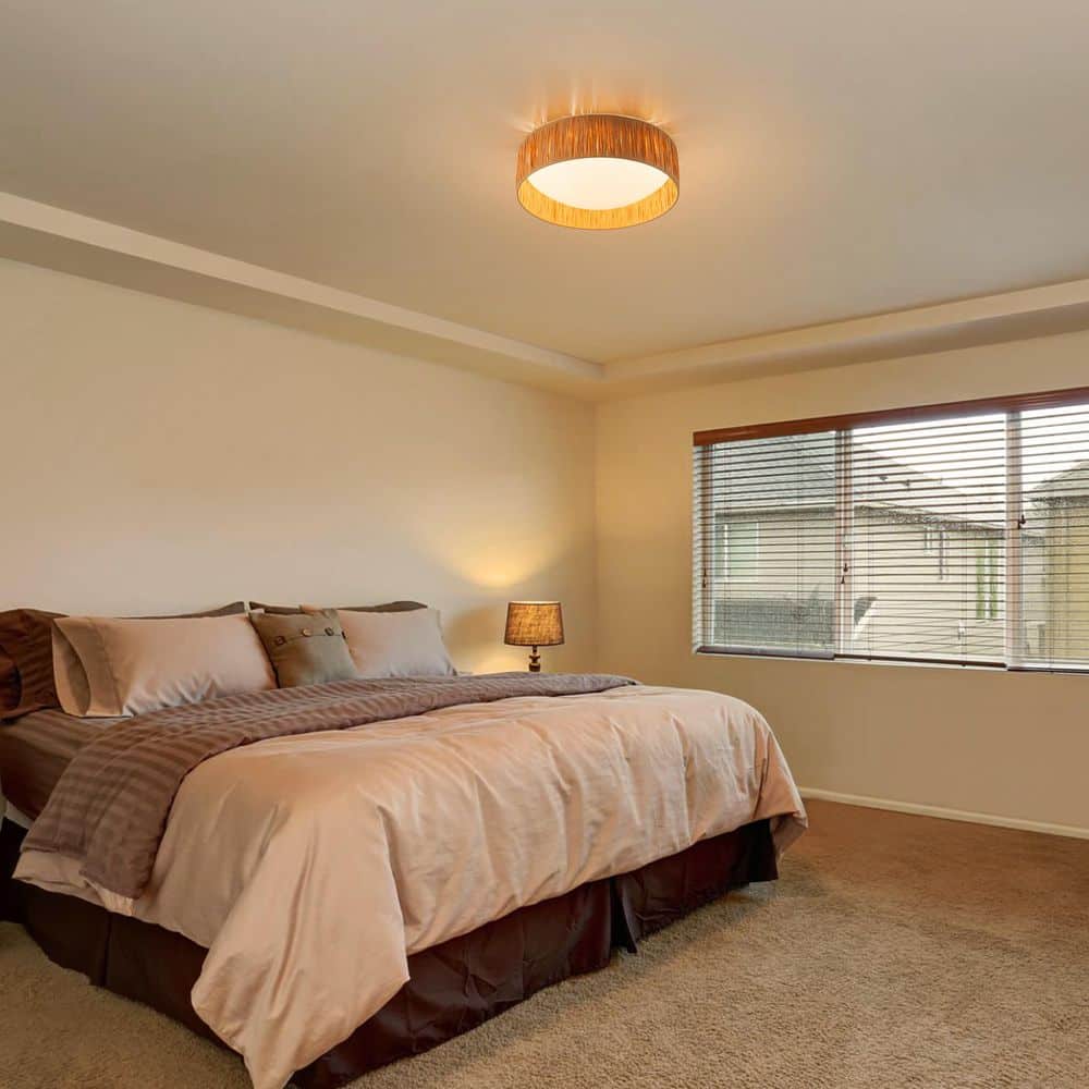 14.25 in. Farmhouse 3CCT LED Flush Mount Ceiling Light with Paper Rope Shade - Hercitys