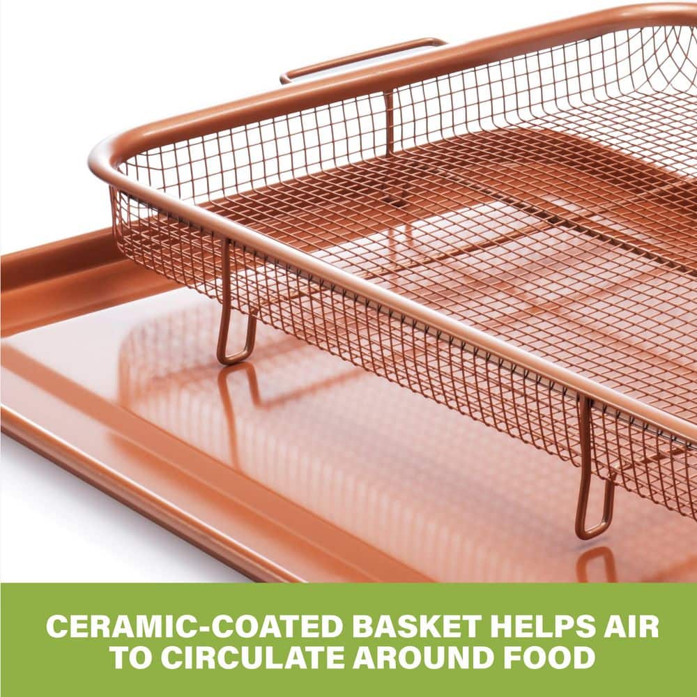 16 in. x 12 in. Aluminum Ti-Ceramic Nonstick Heat Circulating Crisper Tray - Hercitys