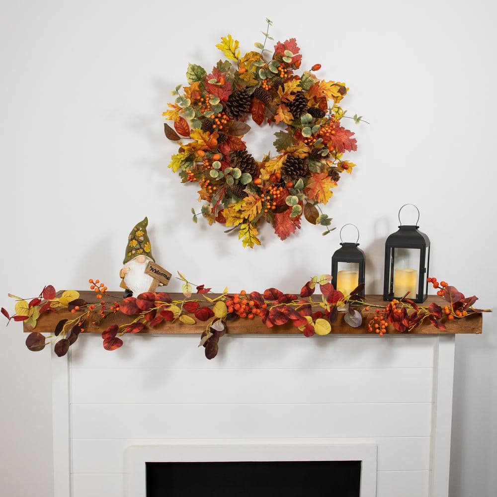 5 ft. x 8 in. Berries and Leaves Artificial Fall Harvest Garland Unlit - Hercitys